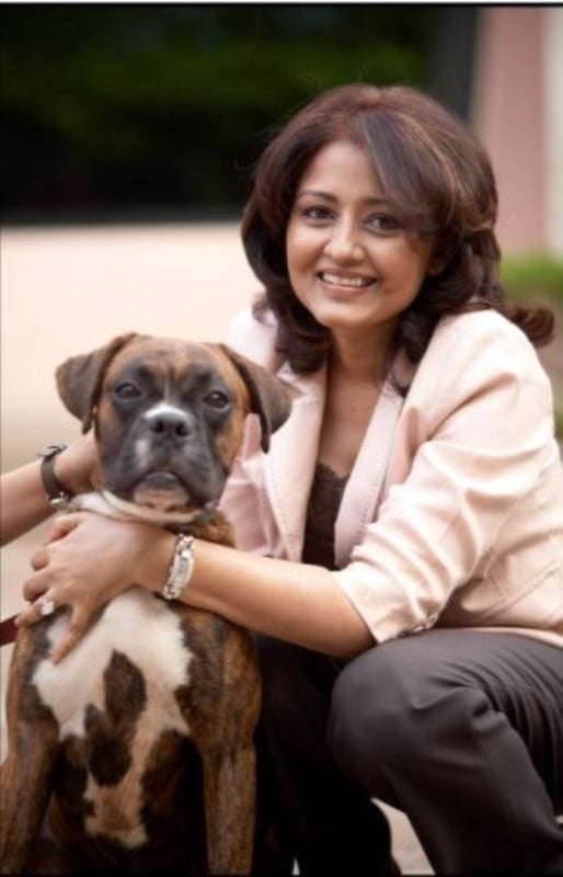 Leena Gandhi with her pet dog