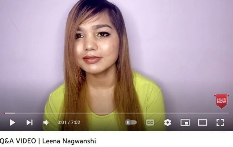 Leena Nagwanshi in a still from her first YouTube video titled