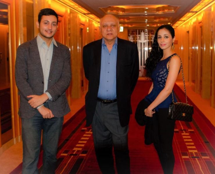 (Left to right) Agneya Singh with his father, R. P. Singh (centre), and sister Gayeti Singh (right)