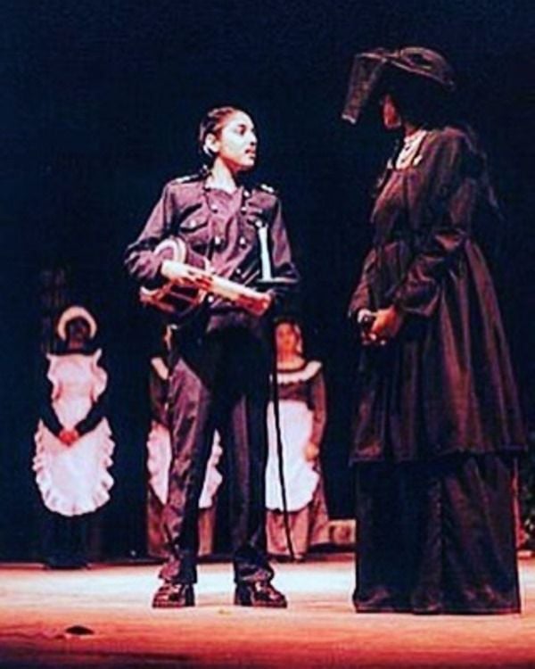 Lekha Washington (left) in a still from the theatre play 