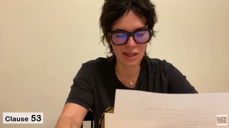 Lena Headey in a still from the Palestine Festival of Literature