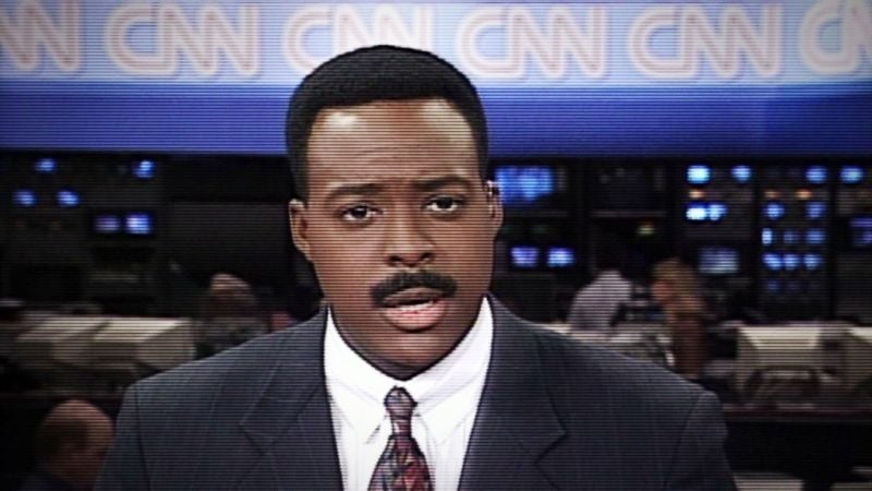 Leon Harris during his early days as an anchor at CNN