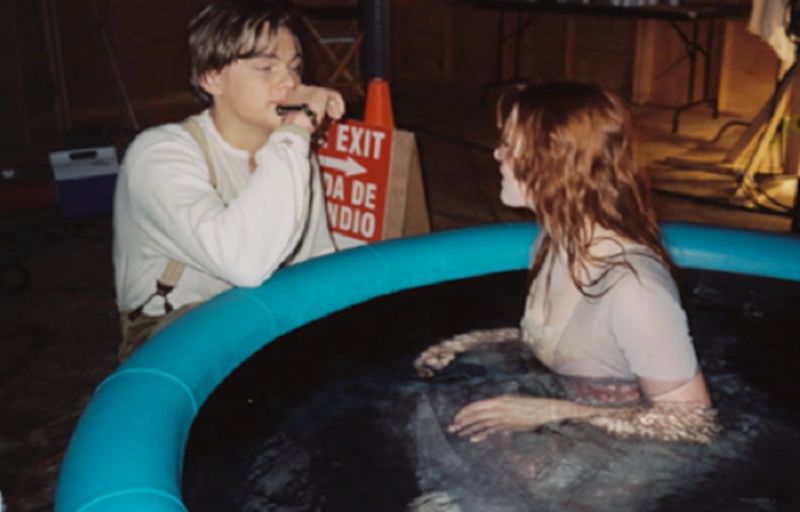 Leonardo DiCaprio and Kate Winslet on the Set of Titanic