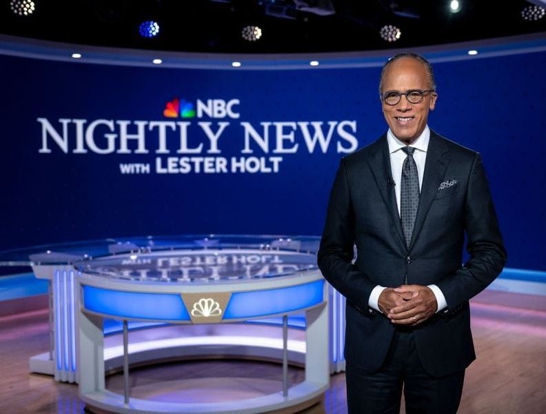 Lester Holt anchoring the NBC Nightly News