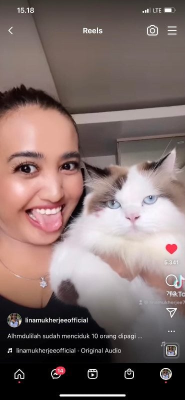 Lina Mukherjee with her cat