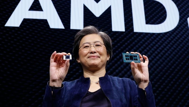 Lisa Su launching a new chip at the Advanced Micro Devices (AMD) press conference