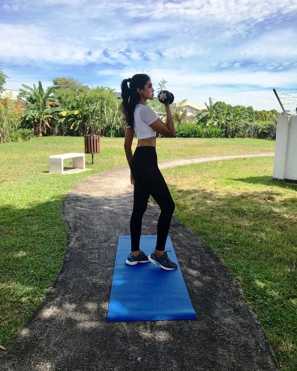 Lishalliny Kanaran, while working out outdoors