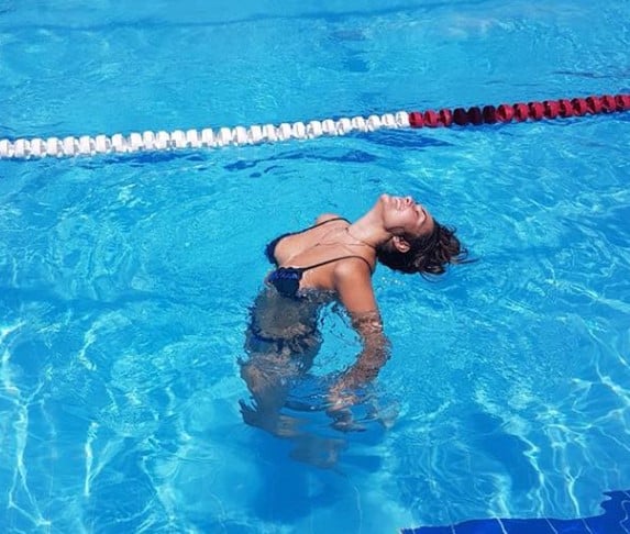 Livia Brunga while enjoying swimming