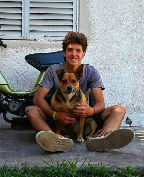 Lorenzo De Zuani with his dog