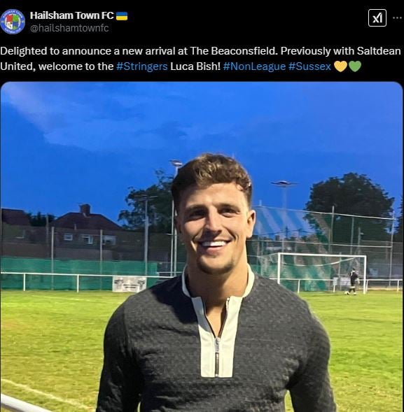 Luca Bish when he joined the Hailsham Town FC