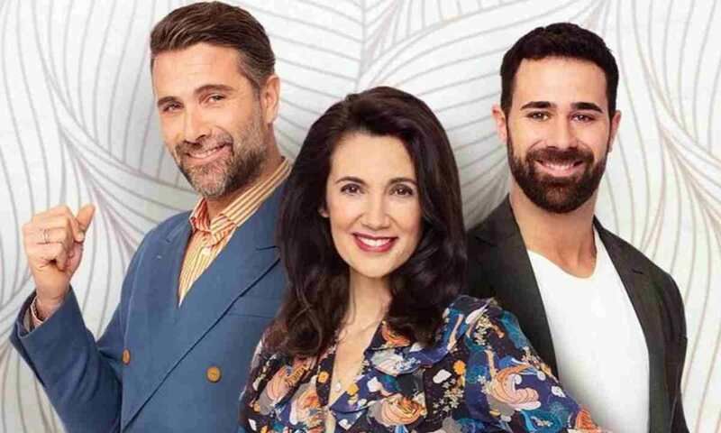 Luca Calvani (extreme left) with other judges of the Italian game show titled 