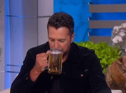 Luke Bryan while enjoying beer
