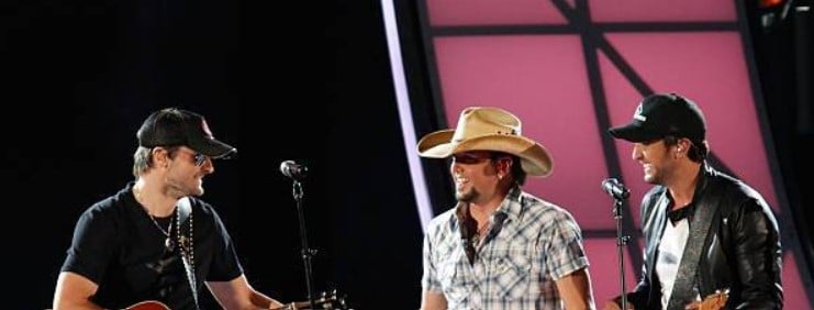 Luke Bryan while singing the song The Only Way I Know with Eric Church