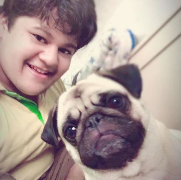 Luv Vispute with his pet dog