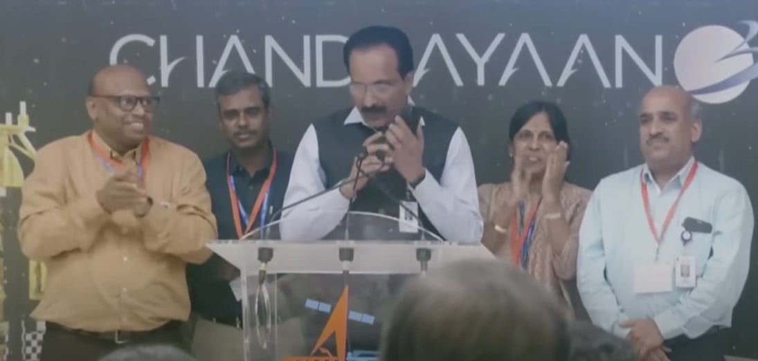 M Sankaran, Kalpana K, S. Somanath, P. Veeramuthuvel, and Srikant (right to left), the team of Chandrayaan 3 mission