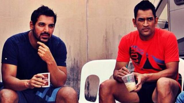 MS Dhoni with John Abraham