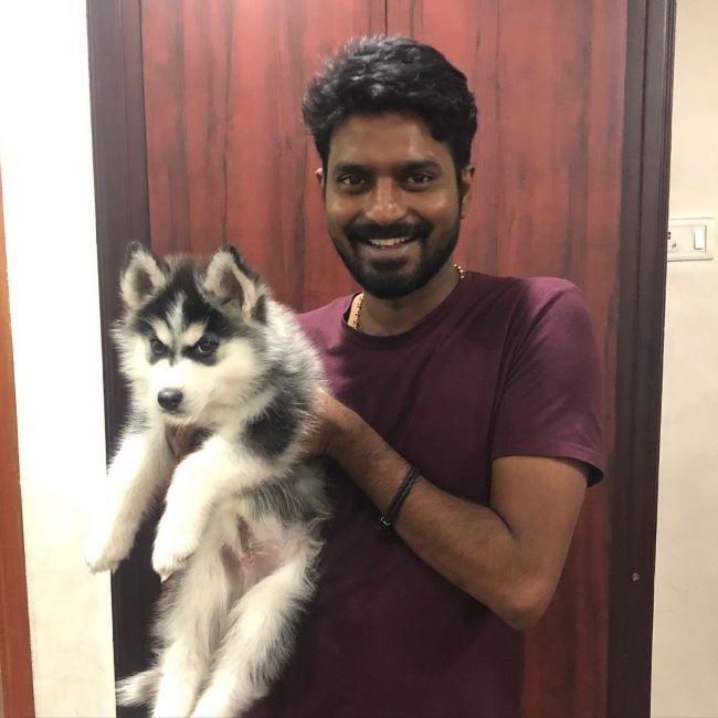 Ma Ka Pa Anand with his dog Winter