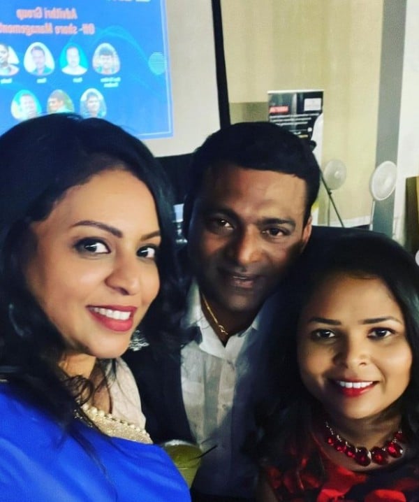 Madhoo Singer Nekkanti (left) at an event in Dallas, United States