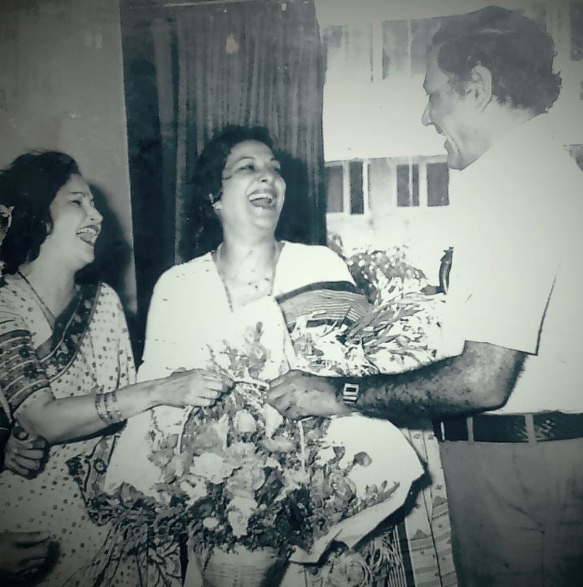 Madhumati (left) with her husband and Nargis (middle)