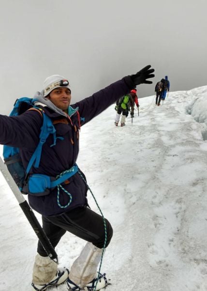 Mahesh Mangaonkar at 6150 m high peak in Leh