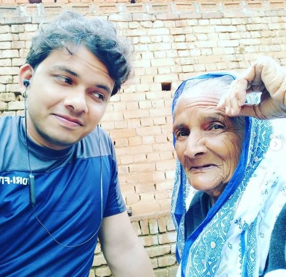 Mahesh Pandey with his maternal grandmother