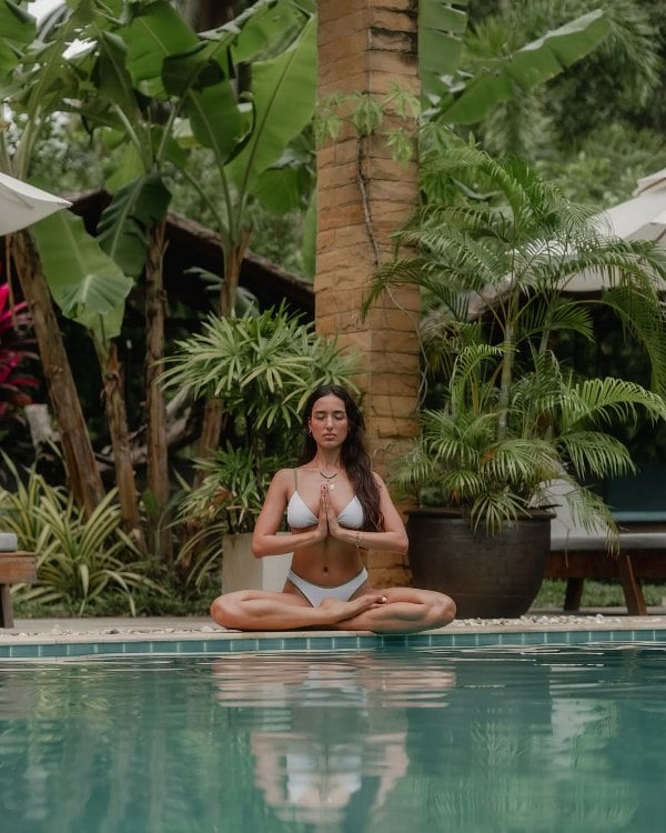 Mahieka Sharma, while practising yoga