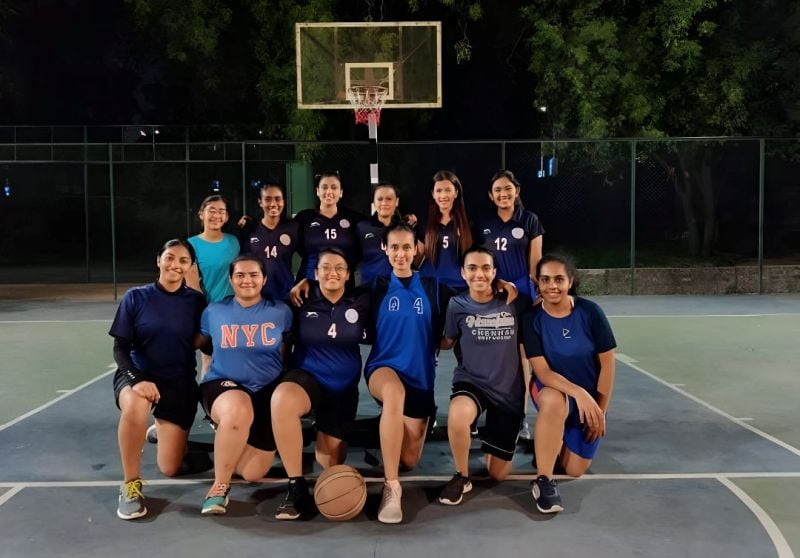 Mahieka Sharma with her PDPU basketball team
