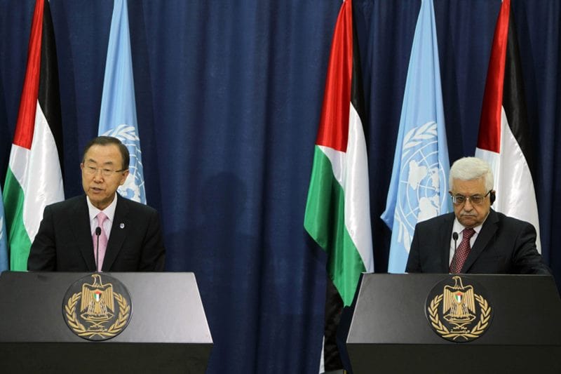 Mahmoud Abbas. the President of Palestine, with Ban Ki-moon