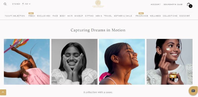 Maleesha Kharwa, the face of Forest Essentials’ new ad campaign, featured on their official website