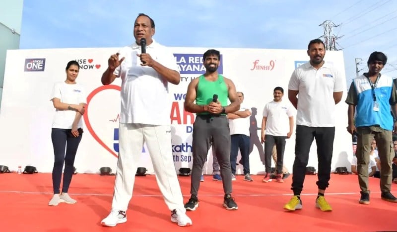 Malla Reddy during a fitness program