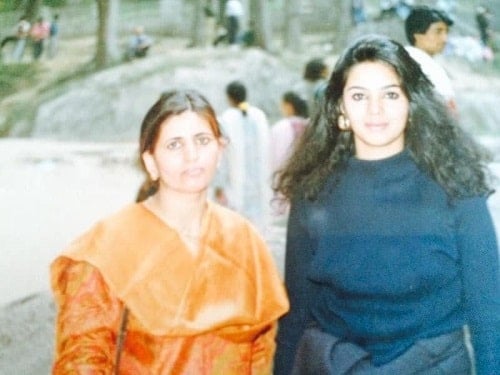 Mallika Sherawat in her younger days with her mother