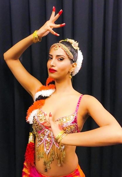 Manasvi Mamgai during a Bharatnatyam dance session
