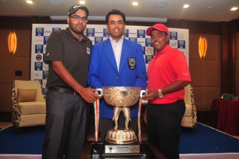 Manav Jaini and Anirban Lahiri of India along Sri Lanka