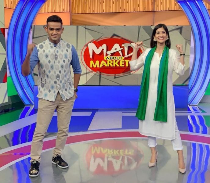 Mangalam Maloo with Ritu Singh at the CNBC-TV18 office in Mumbai