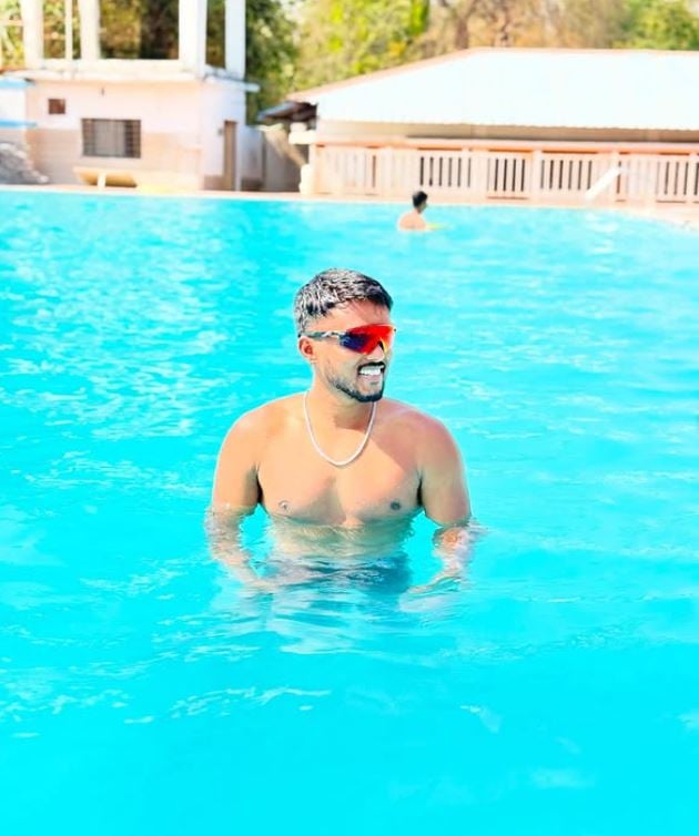 Mangesh Yadav, while enjoying in the swimming pool