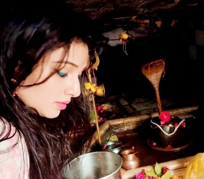 Mani Bhattacharya at a temple of lord Shiva