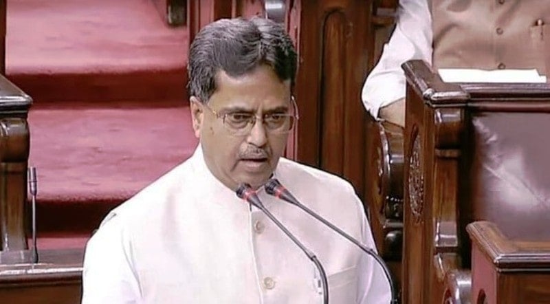 Manik Saha giving a speech in Rajya Sabha
