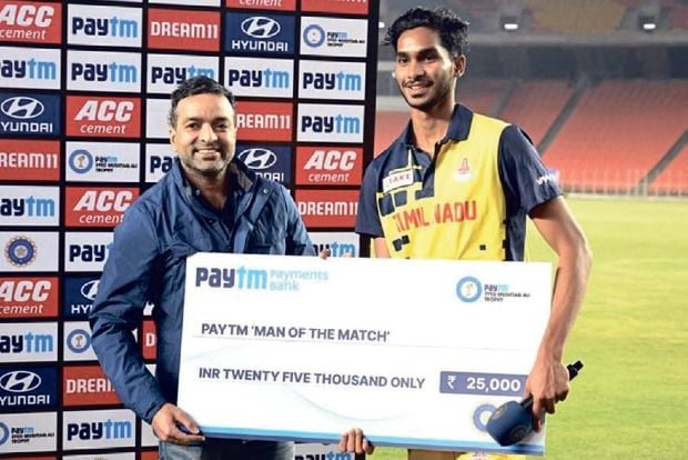 Manimaran Siddharth wins man of match against Baroda in final of Syed Mushtaq Ali Trophy
