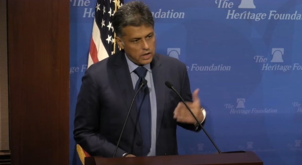 Manish Tewari giving the keynote address at the Observer Research Foundation