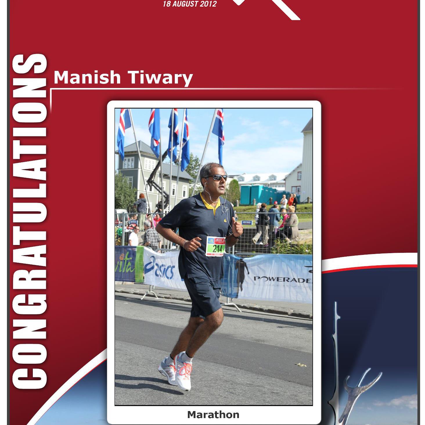 Manish Tiwary, while participating in a marathon