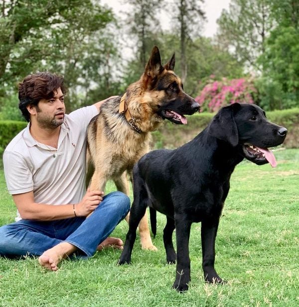 Manish Tripathi with his dogs