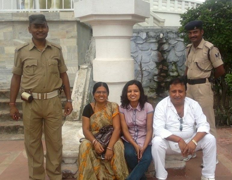 Manju Verma with her daughter and husband after becoming an MLA for the first time
