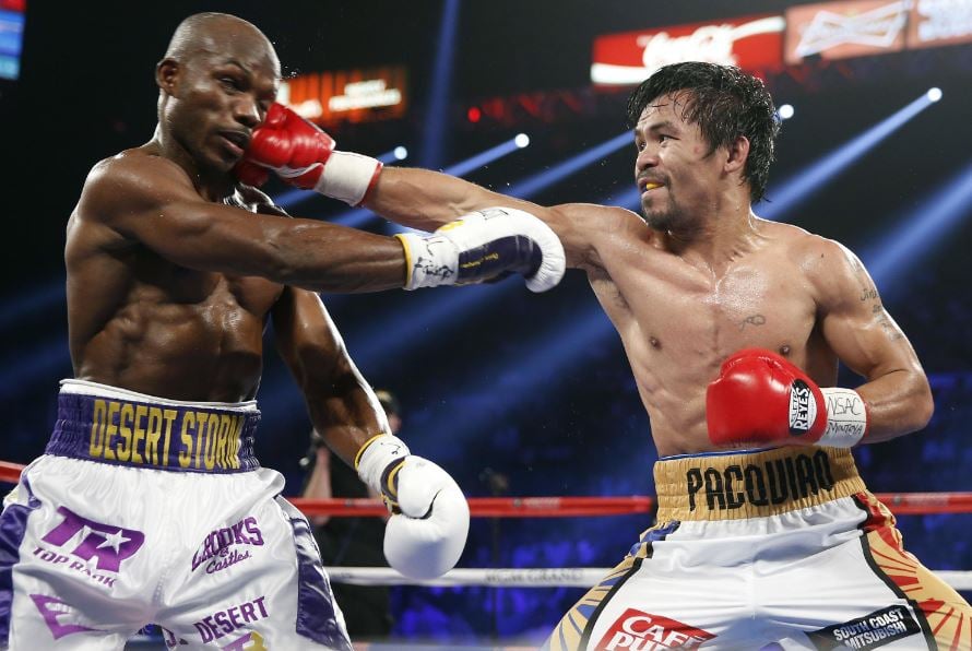 Manny Pacquiao during his fight against Timothy Bradley
