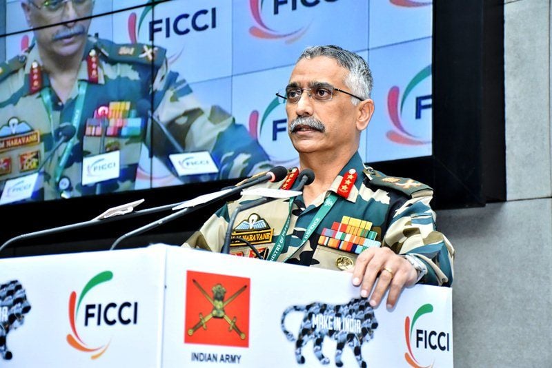 Manoj Mukund Naravane addressing cadets at a training centre