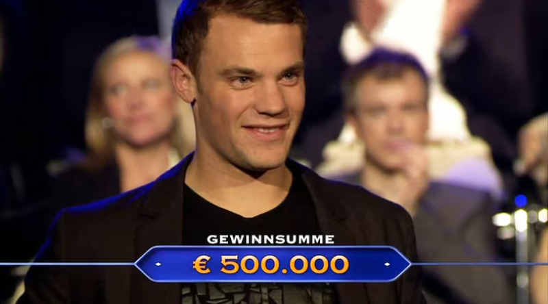 Manuel Neuer won €500,000 in Wer wird Millionar