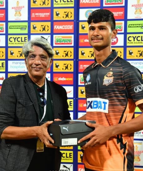 Manvanth Kumar during 2023 Maharaja Trophy match