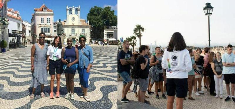 Maria Craveiro leading a walking tour during the 2018 Cascais European Youth Capital event