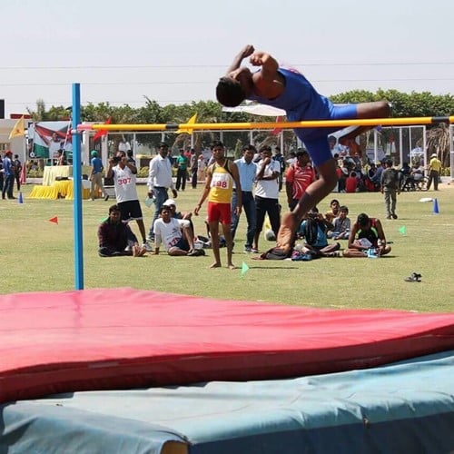 Mariyappan during his early days of high jump practice