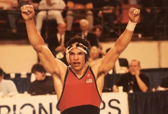 Mark Kerr after winning the state wrestling championship for Toledo Waite High School