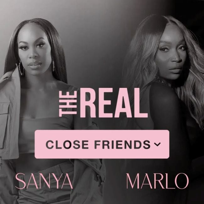 Marlo Hampton on the poster of the podcast, The Real Close Friends